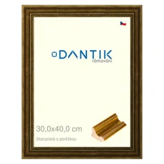 DANTIK rám na fotografie, puzzle, 30x40 | Staré zlato s perleťou (Plexi Clear)