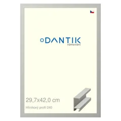 DANTIK rám na obrázky, puzzle, fotografie 29,7x42 | ALU profil 6240 Strieborný matný (Plexi Clear)