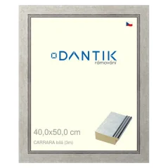 DANTIK rám na obrázky, puzzle, fotografie 40x50 | CARRARA White (Plexi Clear)