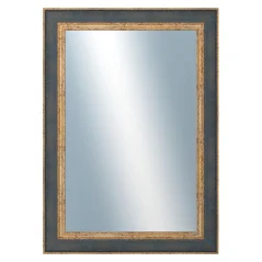 DANTIK - Zarámované zrkadlo - rozmer s rámom cca 50x70 cm z lišty ZVRATNÁ modrozlatá plast (3068)