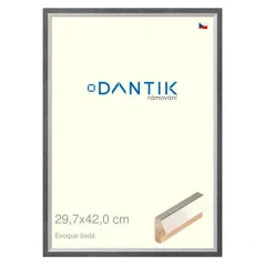 DANTIK rám na obrázky, puzzle, fotografie 29,7x42 | EVOQUE sivá (Plexi Clear)