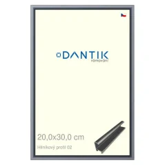 DANTIK rám na obrázky, puzzle, fotografie 20x30 | ALU profil 7002 Platinum matt (sklo číre)