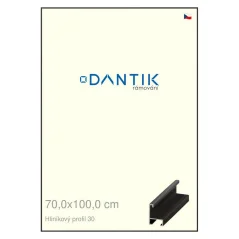 DANTIK rám na obrázky, puzzle, fotografie 70x100 | ALU profil 6030 dýha čierna (Plexi Clear)