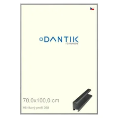 DANTIK rám na obrázky, puzzle, fotografie 70x100 | ALU profil 7269 Sivá lesklá (Plexi Clear)