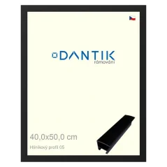 DANTIK rám na obrázky, puzzle, fotografie 40x50 | ALU profil 7005 čierny matný (sklo číre)