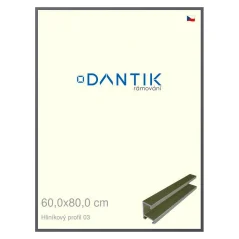 DANTIK rám na obrázky, puzzle, fotografie 60x80 | ALU profil 7003 Platinum matt (Plexi Clear)