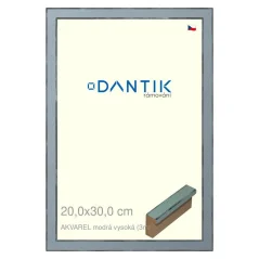 DANTIK obraz, puzzle, fotorámik 20x30 | AKVAREL modrý vysoký (sklo číre)