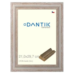 DANTIK obraz, puzzle, fotorámik 21x29,7 | LYON sivá (sklo číre)