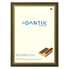 DANTIK rám na obrázky, puzzle, fotografie 59,4x84 | BACK zeleno-zlatý plast (Plexi Clear)