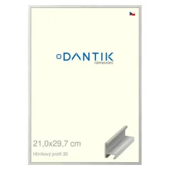 DANTIK rámeček na obraz, puzzle, fotku 21x29,7 | ALU profil 6030 Dýha barevná šedá světlá (Sklo Čiré)