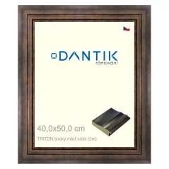 DANTIK rám na obrázky, puzzle, fotografie 40x50 | TRITON široký medený antický (sklo číre)