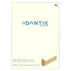 DANTIK rám na obrázky, puzzle, fotografie 50x70 | PERLA biela lesklá vysoká (Plexi Clear)