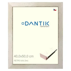 DANTIK rám na obrázky, puzzle, fotografie 40x50 | RETRO biely (sklo číre)