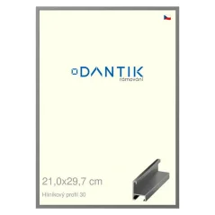 DANTIK rámeček na obraz, puzzle, fotku 21x29,7 | ALU profil 6030 Ocelová (Sklo Čiré)