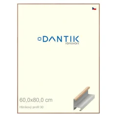 DANTIK rám na obrazy, puzzle, fotografie 60x80 | ALU profil 6030 Dubová dýha matný lak (Plexi Clear)
