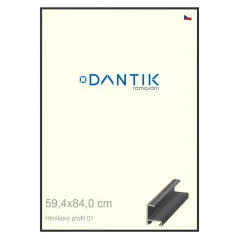 DANTIK rám na obrázky, puzzle, fotografie 59,4x84 | ALU profil 6001 Čierny matný (Plexi Clear)