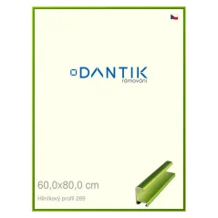 DANTIK rám na obrázky, puzzle, fotografie 60x80 | ALU profil 7269 Green Emerald leštený (Plexi Clear)