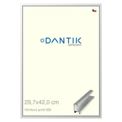 DANTIK rám na obrázky, puzzle, fotografie 29,7x42 | ALU profil 7269 Strieborný lesklý (Plexi Clear)
