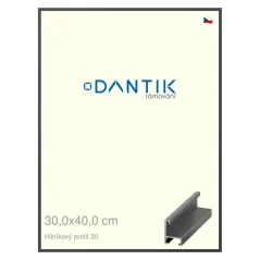 DANTIK rám na obrazy, puzzle, fotografie 30x40 | ALU profil 6030 Dýha farebná sivá tmavá (Plexi Clear)