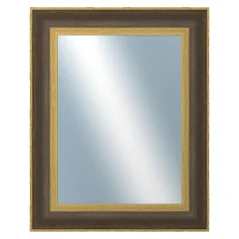 DANTIK - Zrkadlo v ráme - rozmery s rámom cca 40x50 cm z pásu VODA čierny a zlatý plast (3071)