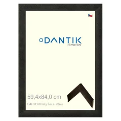 DANTIK rám na obrázky, puzzle a fotografie 59,4x84 | SARTORI listy čierne (plexisklo číre)