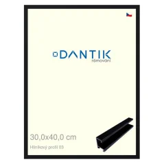 DANTIK rám na obrázky, puzzle, fotografie 30x40 | ALU profil 7003 Black Florentine (Plexi Clear)