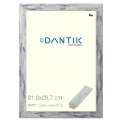 DANTIK rám na fotografie, puzzle, foto 21x29,7 | PAINT blue small (sklo číre)