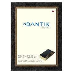 DANTIK rám na obrázky, puzzle, fotografie 29,7x42 | CARRARA hnedo-čierna (Plexi Clear)