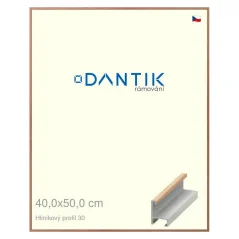 DANTIK rám na obrazy, puzzle, fotografie 40x50 | ALU profil 6030 Dubová dýha matný lak (sklo číre)