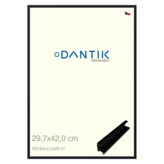 DANTIK rám na obrázky, puzzle, fotografie 29,7x42 | ALU profil 7001 Čierny matný (Plexi Clear)