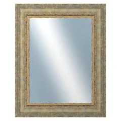 DANTIK - Zarámované zrkadlo - rozmer s rámom cca 40x50 cm z lišty ZVRATNÁ bielozlatá plast (3067)