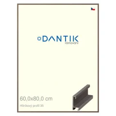 DANTIK rám na obrázky, puzzle, fotografie 60x80 | ALU profil 6035 Hnedý tmavý (Plexi číry)