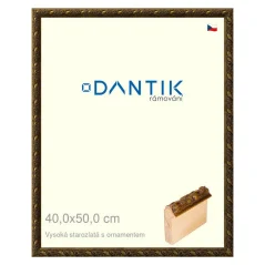 DANTIK obraz, puzzle, fotorámik 40x50 | Vysoké staré zlato s ornamentom (sklo číre)