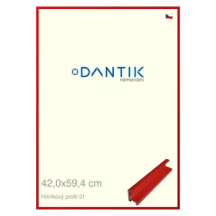 DANTIK rám na obrázky, puzzle, fotografie 42x59,4 | ALU profil 7001 Red Ferrari lesklý (Plexi Clear)