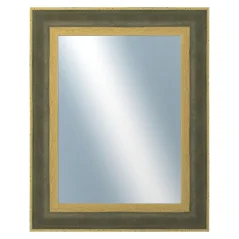 DANTIK - Zarámované zrkadlo - rozmer s rámom cca 40x50 cm z lišty ZVRATNÁ zelenozlatá plast (3070)