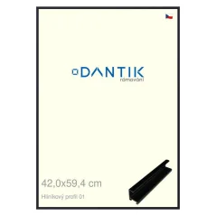 DANTIK rám na obrázky, puzzle, fotografie 42x59,4 | ALU profil 7001 Čierny matný (Plexi Clear)