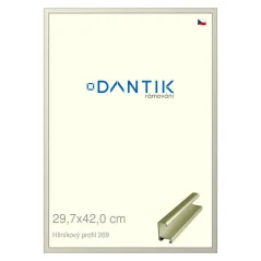 DANTIK rám na obrázky, puzzle, fotografie 29,7x42 | ALU profil 7269 matný zlatý (Plexi Clear)