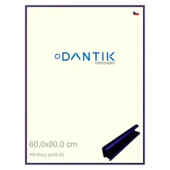 DANTIK rám na fotografie, puzzle, 60x80 | ALU profil 7002 modrá Azur matná (Plexi Clear)
