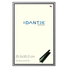 DANTIK rám na obrázky, puzzle, fotografie 20x30 | ALU profil 7002 Sivá lesklá (sklo číre)