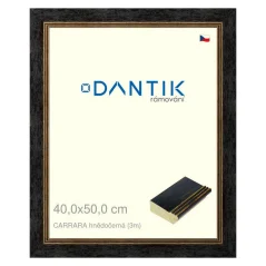 DANTIK rám na obrázky, puzzle, fotografie 40x50 | CARRARA hnedo-čierna (Plexi Clear)