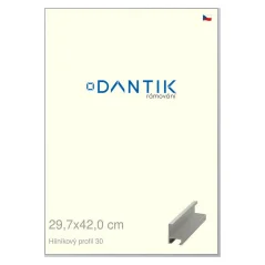 DANTIK rám na obrázky, puzzle, fotografie 29,7x42 | ALU profil 6030 Strieborný matný (Plexi Clear)
