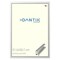 DANTIK rám na obrázky, puzzle, fotografie 21x29,7 | ALU profil 7269 Strieborný lesklý (sklo číre)