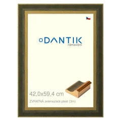 DANTIK rám na obrázky, puzzle, fotografie 42x59,4 | BACK zeleno-zlatý plast (Plexi Clear)
