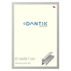 DANTIK rámeček na obraz, puzzle, fotku 21x29,7 | ALU profil 6220 Stříbrná matná (Sklo Čiré)