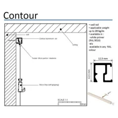 Závěsný systém na obrazy - Contour Rail Lišta bílá přetíratelná (2m)