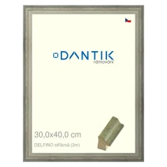 DANTIK rám na obrázky, puzzle, fotografie 30x40 | DELFINO strieborná (Plexi číra)