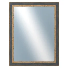 DANTIK - Zarámované zrkadlo - rozmer s rámom cca 70x90 cm z lišty ZVRATNÁ modrozlatá plast (3068)
