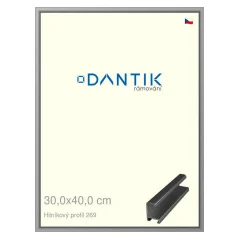 DANTIK rám na obrázky, puzzle, fotografie 30x40 | ALU profil 7269 Sivá lesklá (Plexi Clear)