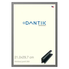 DANTIK rám na obrázky, puzzle, fotografie 21x29,7 | ALU profil 7269 Platinum matt (Sklo číre)
