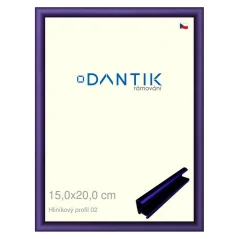 DANTIK rámik na obrázky, puzzle, fotografie 15x20 | ALU profil 7002 modrá Azur matná (sklo číre)